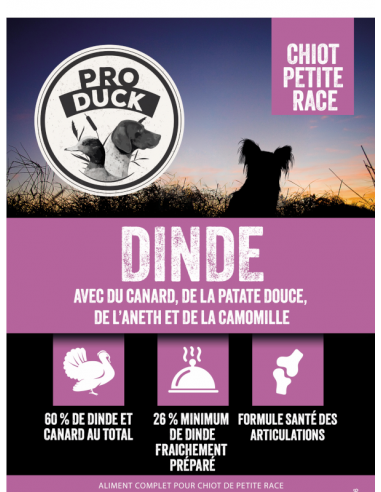 Croquettes chiot - Dinde/Canard petite race Pro Duck