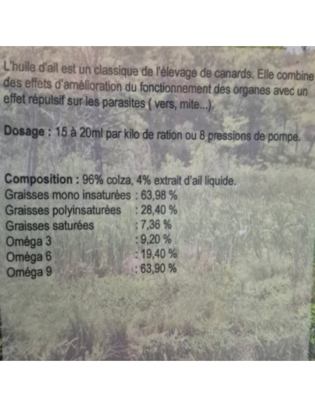Aliment complémentaire Canard - Huile d'ail PRO Duck