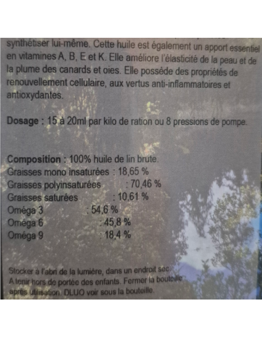 Matière première canard - Huile de lin Pro Duck