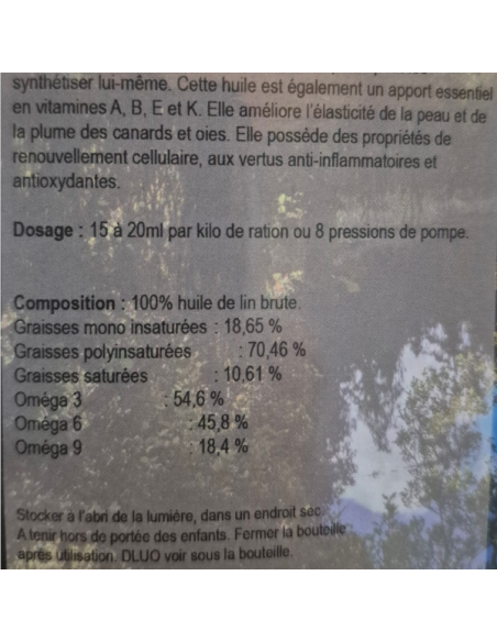 Matière première canard - Huile de lin Pro Duck
